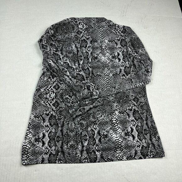 Tahari Neck Tie Knit Top Snakeskin Print Work Neck Tie Stretch Blouse MEDIUM NEW - Picture 11 of 12